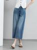 Xin Ge Women's High Waist Wide Leg Cropped Jeans - Summer Plus Size Retro Washed Loose Fit Pants