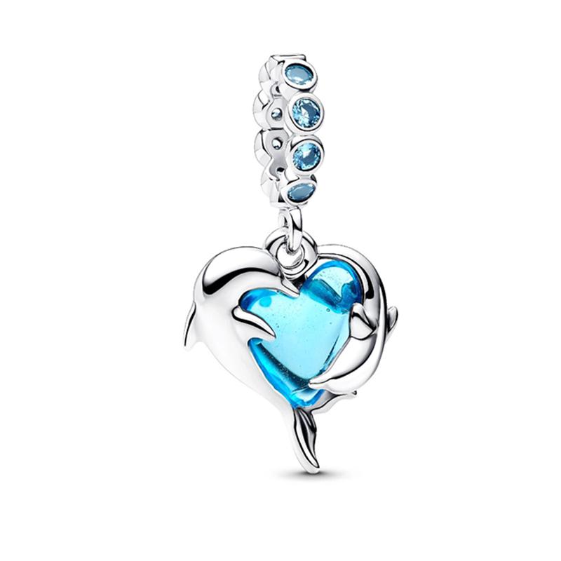 925 Silver Sparking Clear Spacer Star Flower Heart Clip Charm Beads Pendant Fit Bracelet Necklace