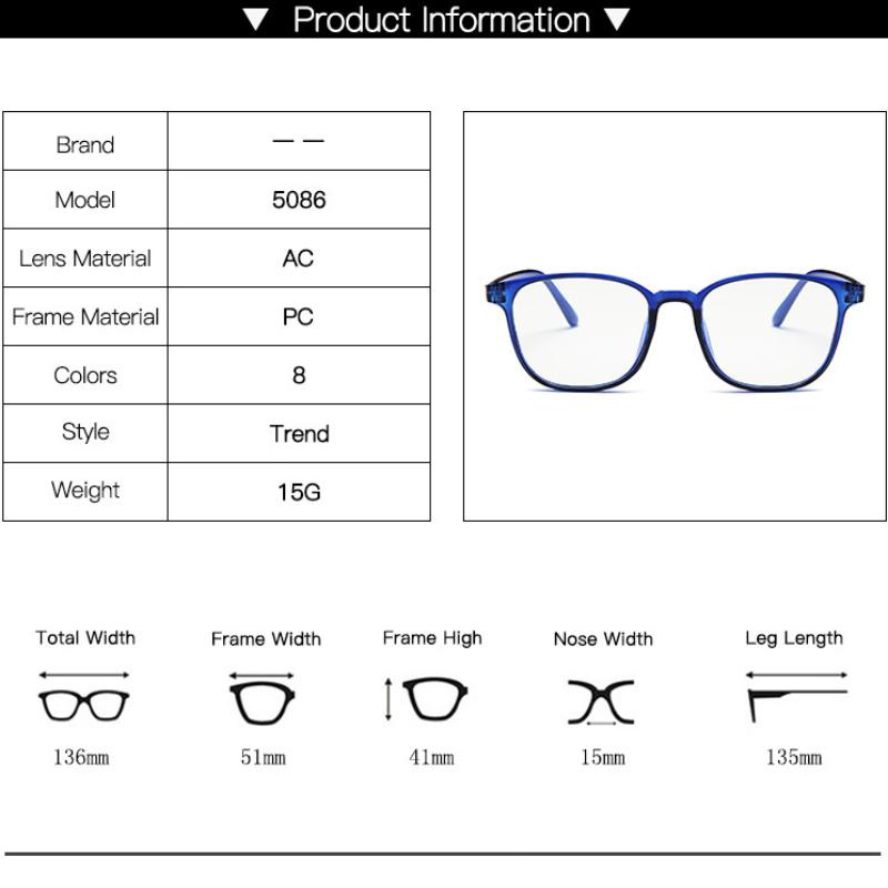 Retro Mens Glasses Frame Fashion Computer Eyeglasses Frame Women Anti-blue Light Transparent Clear Pink Plastic Frame