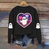 Dame Moteable Casual Langermet Halloween Trykket Rundhals Topp