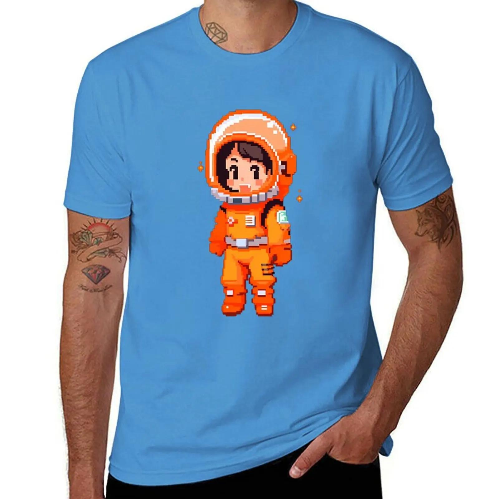 

Orange Astronaut Pixel art TShirt cheap stuff summer top heavyweight t shirts for men S