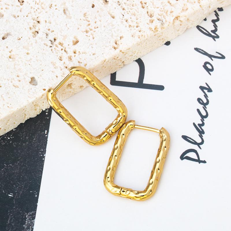 Women's Gold Minimalist Geometric Square Stainless Steel Earrings
