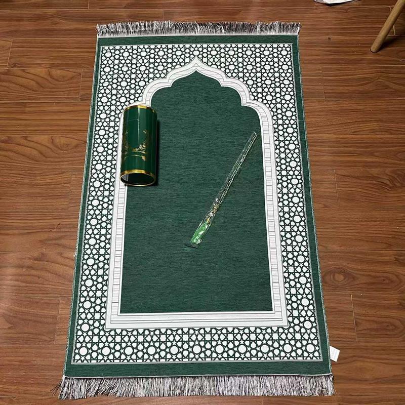 Islamic Prayer Mat Set Prayer Rug with Rosary Bead Storage Tube Travel Worship Blanket Outdoor Muslim Pray Mat Ramadan Gifts New