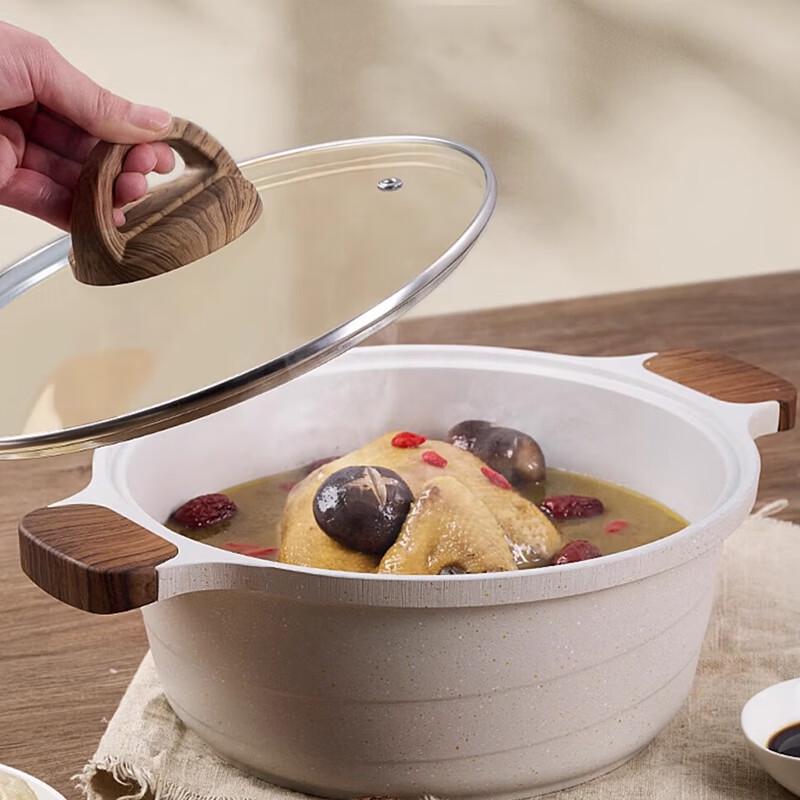 Pentola Zuppa Antiaderente Jeetee in Pietra Maifan con Coperchio in Vetro