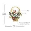 Vintage Beautiful Flower Basket Brooches Alloy Rhinestone Plants Party Casual Brooch Pins Gifts