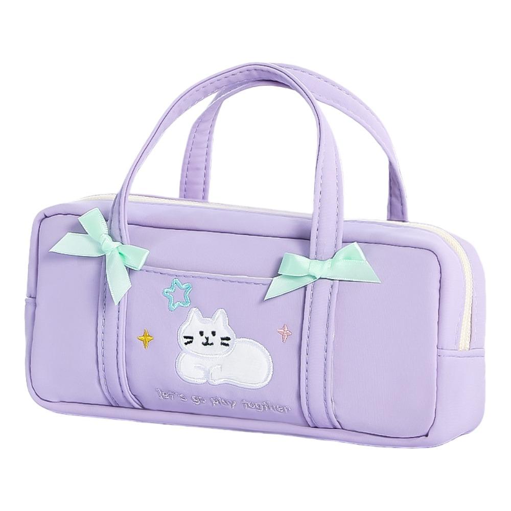 

Large Capacity Ballerina Bow Pencil Case Embroidery Handheld Pencil Bag Student фіолетовий
