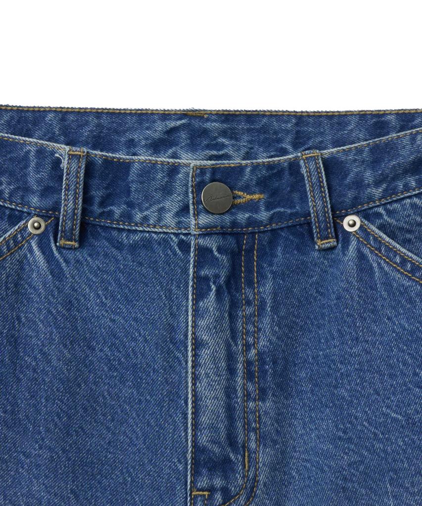 NOIRER Damaged Denim Shorts (Mid-Blue)
