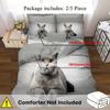 Comforter Cute Grey Cat Pattern 3D Printed Animal Pet Theme Luxury Bedding Set Soft Comfortable Set