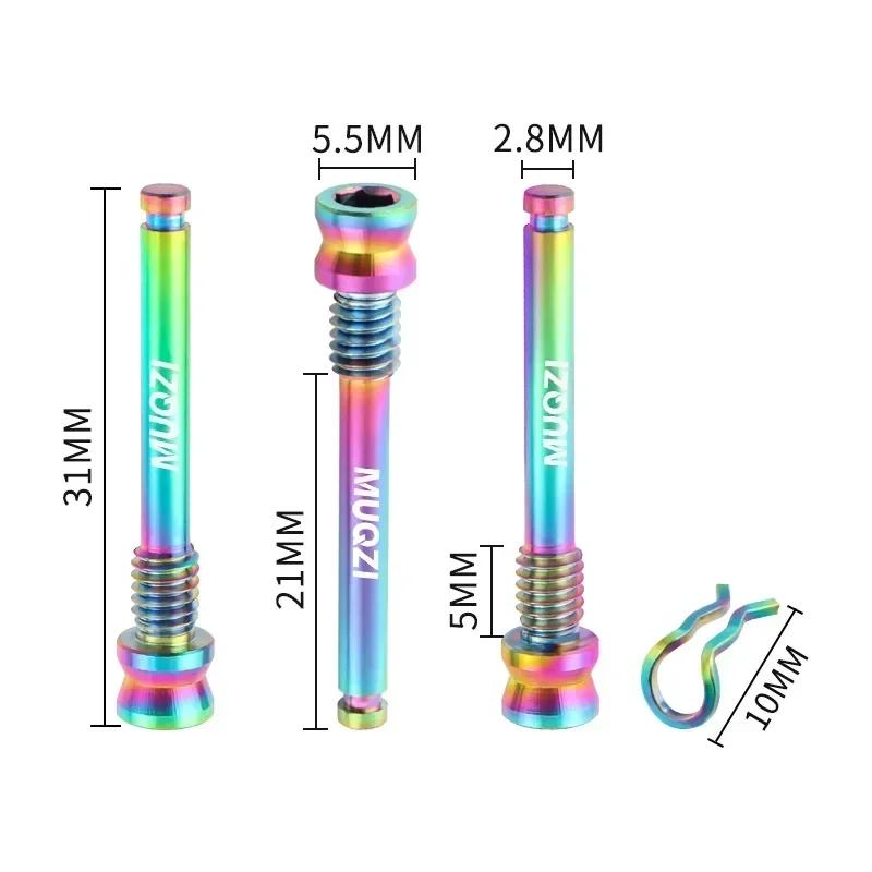 2pcs Titanium Bolts Bicycle Disc Brakes Caliper Lightweight Mounting Screws Road MTB Disc Brake Pad Bolts with Fixing Clip