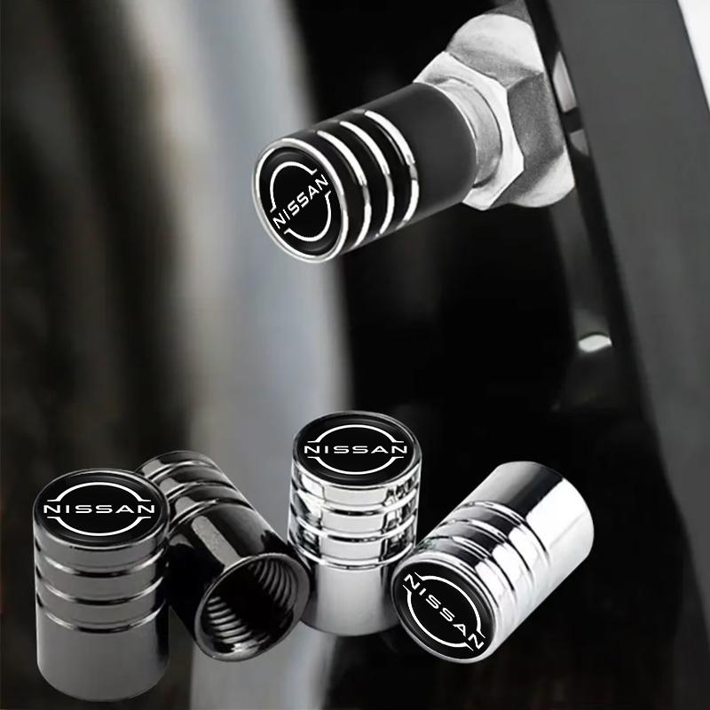 ATY1  4Pcs Car Wheel Tire Valve Caps Tyre Stem Covers Airdust Waterproof For Nissan X-trail Qashqai Juke Pulsar Sentra Altima Patrol