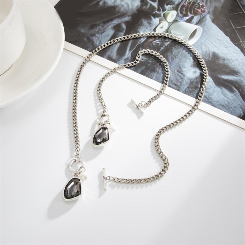 Pack Of 2 Modern Black Acrylic Irregular Necklace Bracelet Jewelry Set Finger Rings For Daily Wear Parties Gifts