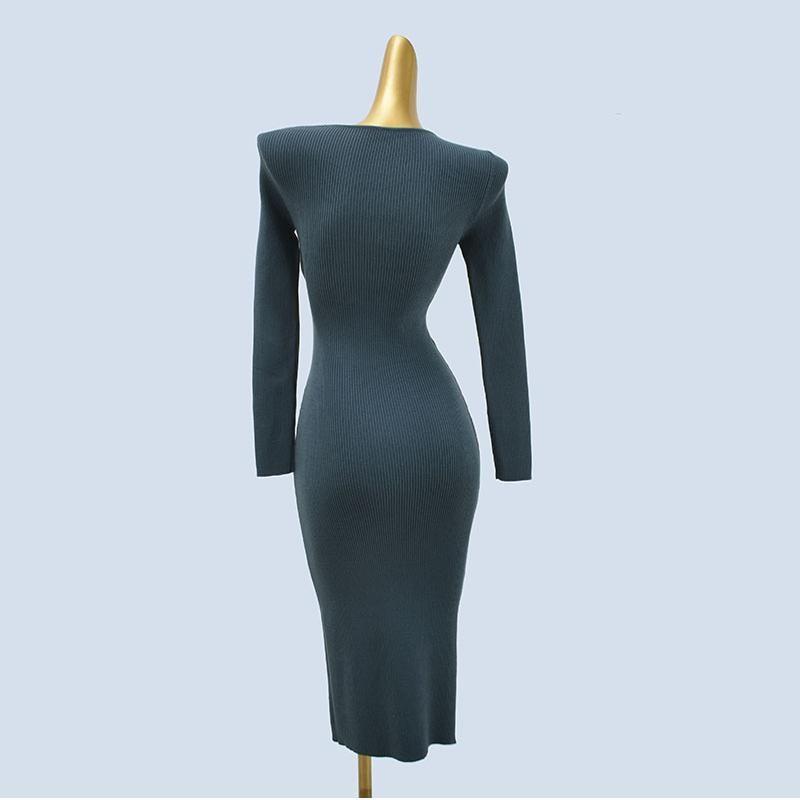 French Retro Design Long Overknee Sweater Dress Silm Slimming and Tight Hip Knitwear Dress Female Fall and Winter