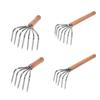 Hand Rake Cultivator Stainless Steel Claws Lightweight Digging Wood Handle Leaf Rake Small Gardening Tools for Yard Work
