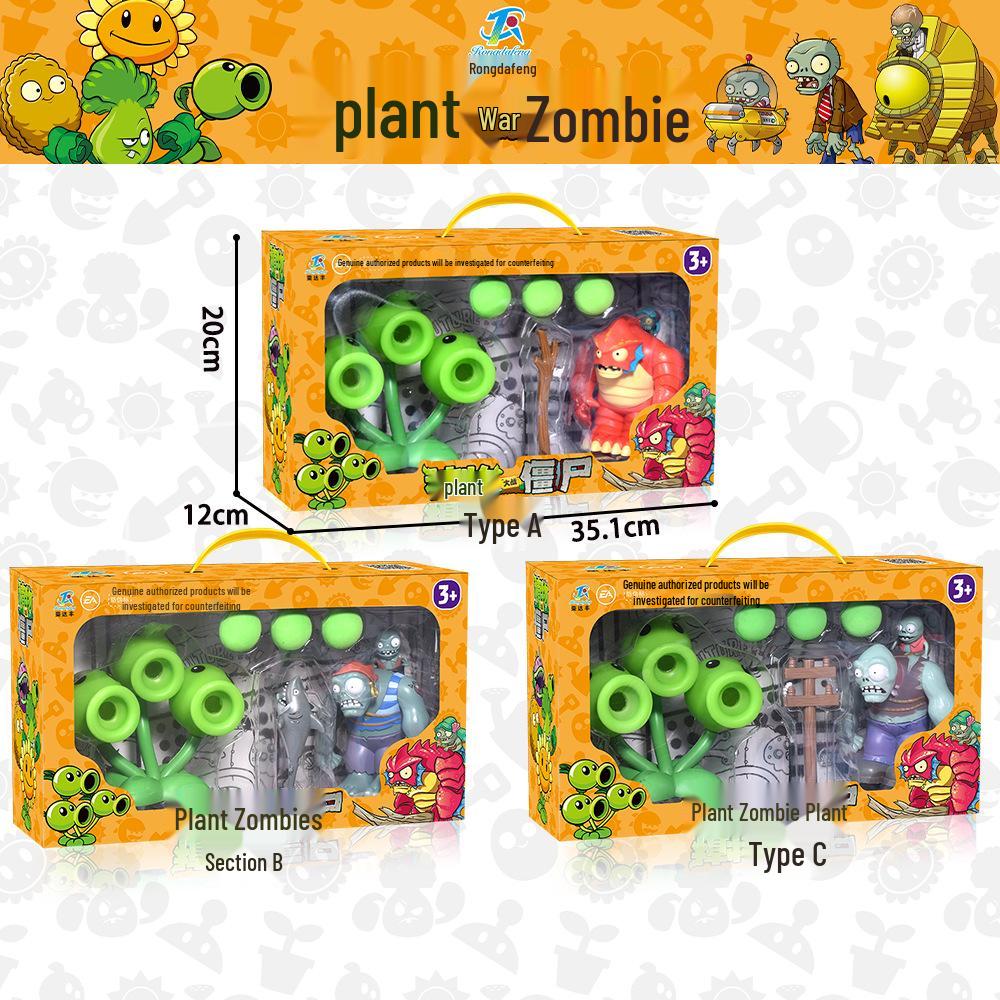 Plants vs. Zombies Egyptian Zombie Doctor and Triple Pea Pod Shooter Card Game Toy Set