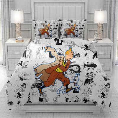 Funda Nórdica de Dibujos Animados Aventura de Tintín para Hombres Mujeres/Niños KID Estampado Disney Juego de Ropa de Cama Colcha Cama Suave