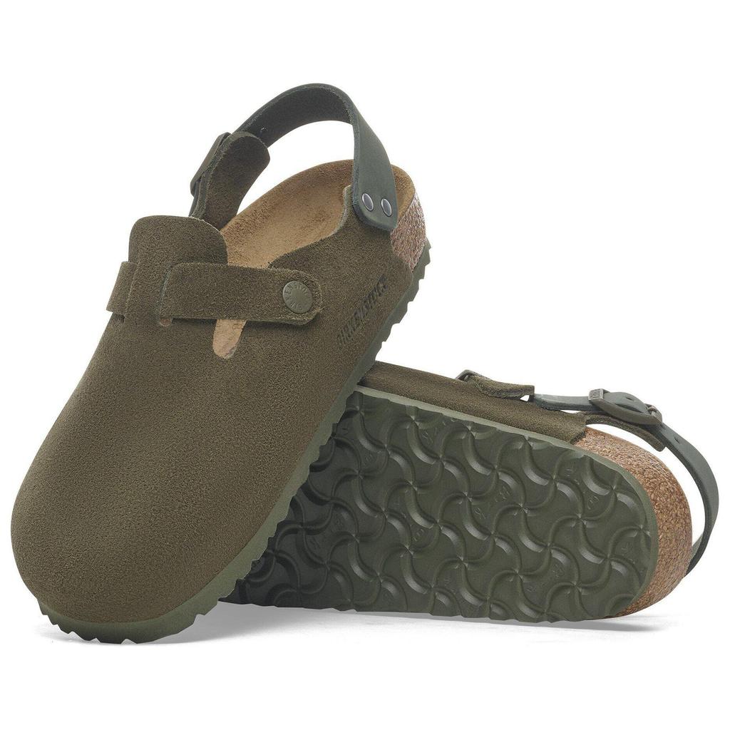 Birkenstock Tokio Suede Comfortable Versatile Simple Commuting Fashion Trendy Slide Sandals Unisex Sandals Olive-Green 1029912