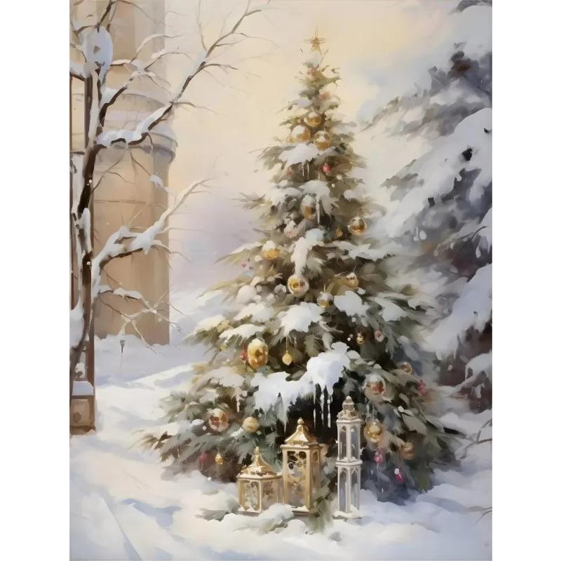 Retro Weihnachts-Wandkunst Leinwandbild Winter Weihnachtsmann Elch Schneemann Baum Geschenke Heimdekoration