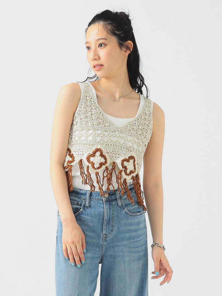 BEAMS Life Store by BEAMS S/S Knit Vest LOGAN Knitting Mills Mole Paper Bustier Women's Brown One Size