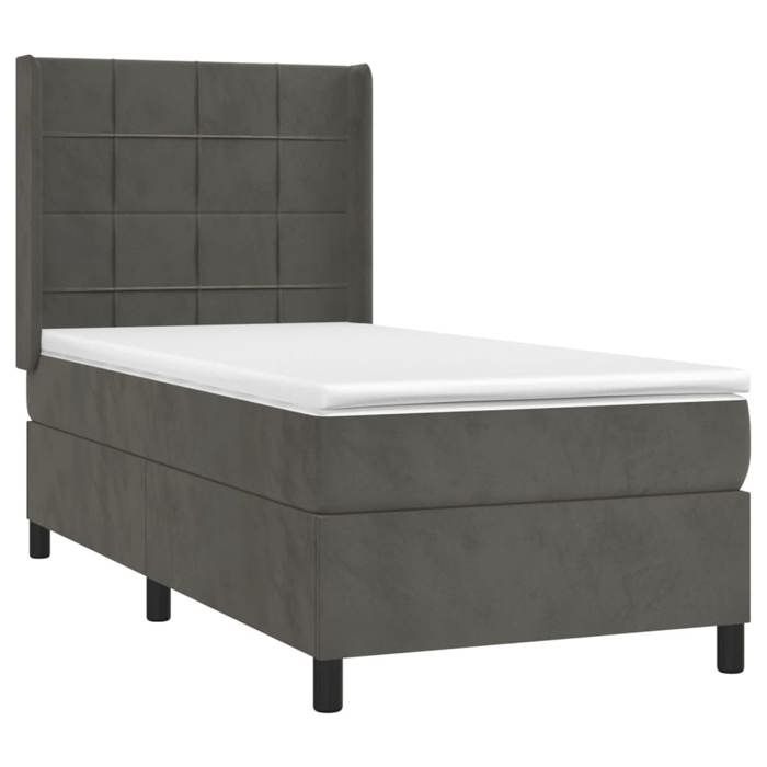 Maison Exclusive - Sommier à lattes de lit et matelas Gris foncé 90x200 cm Velours
