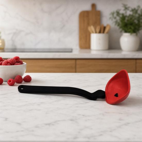 Silicone Cooking Spoon, Heat Resistant Folding Flat Spoon, Space Saving Cooking Spoon, Heat Resistant Kitchen Utensil for Baking