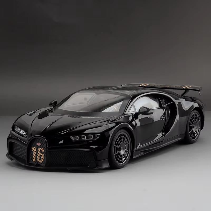 

Новый 1:18 масштаб Chiron спортивная модель автомобиля игрушка литые металлические двери открывающиеся звук свет амортизация транспортные средства игрушки подарки для детей чёрный