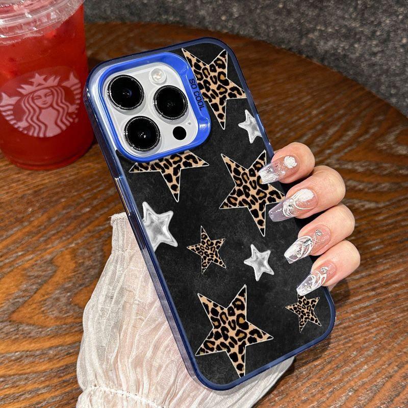 Silvery Leopard Print Star Pattern Phone Case For iPhone 17 Pro Max Cases iPhone 17 16 15 14 13 12 11 7 8 Plus 16E XS X XR Cover