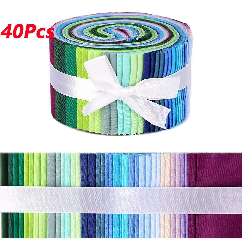 

40Pcs 6.5x50CM Precuts Fabric Jelly Rolls Solid Color Printed Cotton Strip Handmade Accessories
