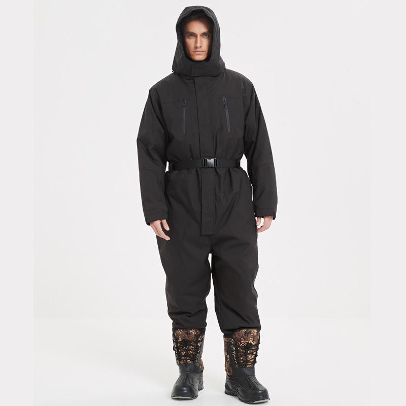 Thickened Waterproof Down Jumpsuit for Winter Fishing and Ice Protection