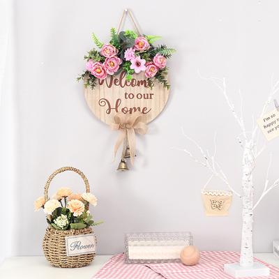 Welcome Sign Front Door Wreaths Fall Wall Decor Flowers Bell Wood Brand Wall Hanging