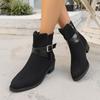 New Women's Ankle Boots 2025 Winter Western Stretch Boots Sexy Pointed Suede Women Shoes Fashion Partys Low Heels Booties Botas