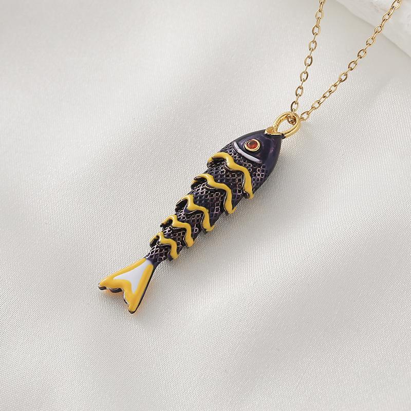 Collier Pendentif Petit Poisson Océan Exquis pour Femmes Acier Inoxydable Personnalisé Chaîne Clavicule Mignon Bijou de Luxe Cadeau