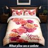Blumiges Thema Benutzerdefinierter Text Oder Name 3-teiliges Bettwäsche-Set, 1 Spannbettlaken & 2 Kissenbezüge Personalisierte Heim-Bettwäsche