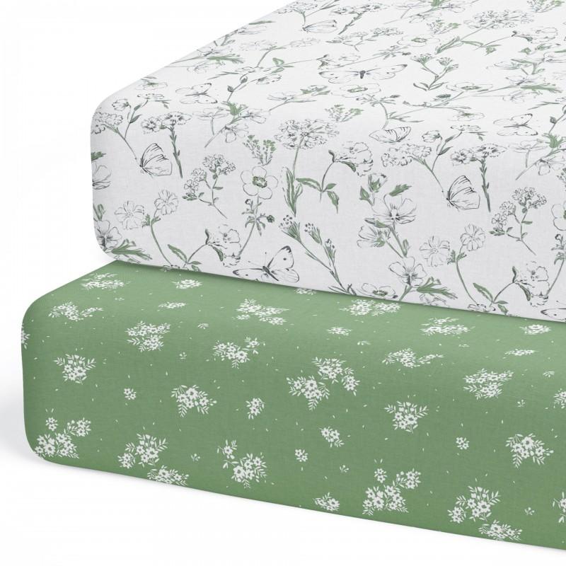 Soft Breathable Cotton Baby Crib Fitted Sheet Set With Animal Print Newborn Toddler Bedding