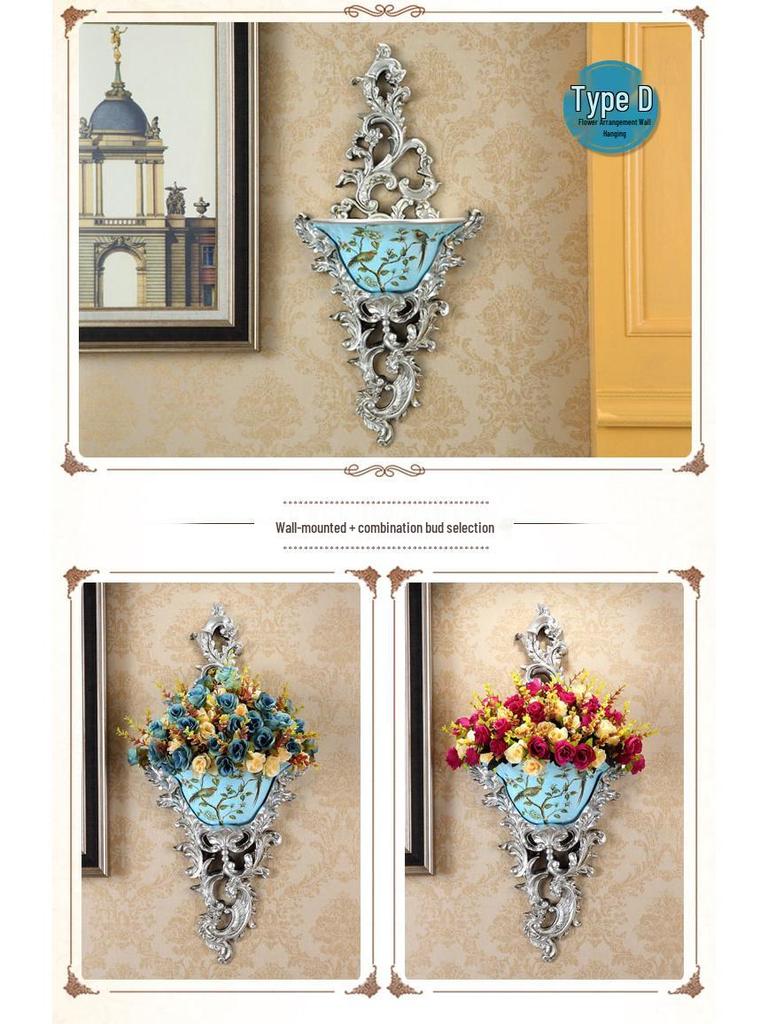European Wall-Mounted Vase: Creative Resin Ornament for Retro Home Decor