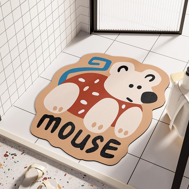 

Cartoon Bathing Bathroom Floor Mat Diatom Mud Water Absorption Pad No-wash Carpet Toilet Bathroom Door Anti-slip Foot Mat 40 * 60cm
