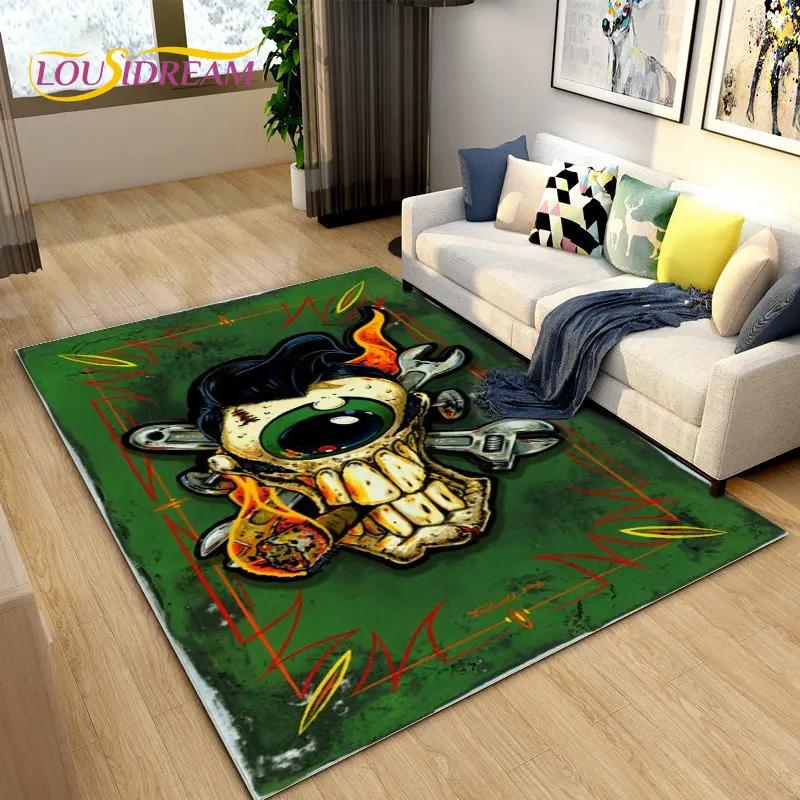 Tappeto Area Cartone Animato Divertente Rat Fink, Tappeto per Soggiorno Camera da Letto Garage Divano Decorazione Zerbino, Tappetino Antiscivolo da Gioco per Bambini