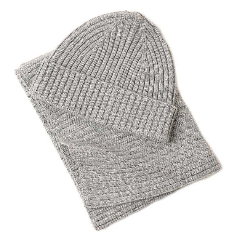 Autumn and winter new wool knitted hat wool scarf men's and women's warm versatile wool ear hat set