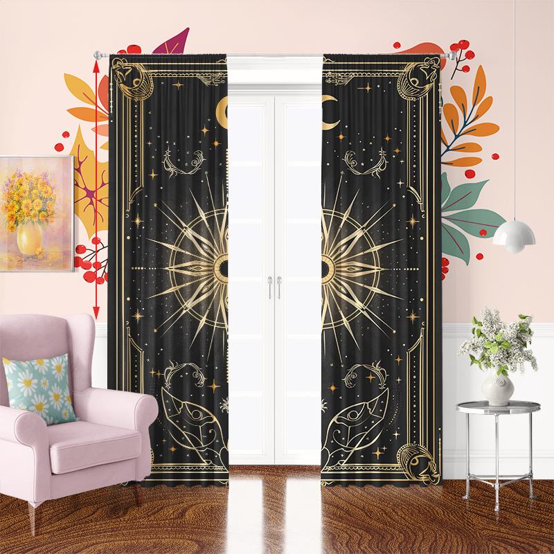 2Pcs- Tarot Card Decoration - Printed Curtain - Polyester Material - Suitable for Family Bedroom Curtain Living Room Decoration
