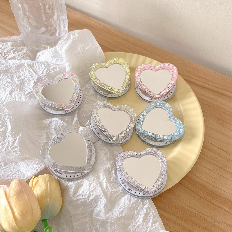 Magnetic Magsafe Mobile Phone Airbag Holder Wind Flash Powder Sequins Love Mirror Sticker Portable Makeup Mirror