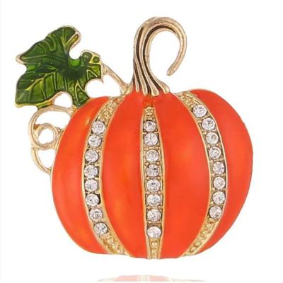 Halloweenová brož dýně s kamínky Evropský- Dekorativní knoflík na kardigan s kapkovým efektem Zapínání na bundu Pletený doplněk Knoflík