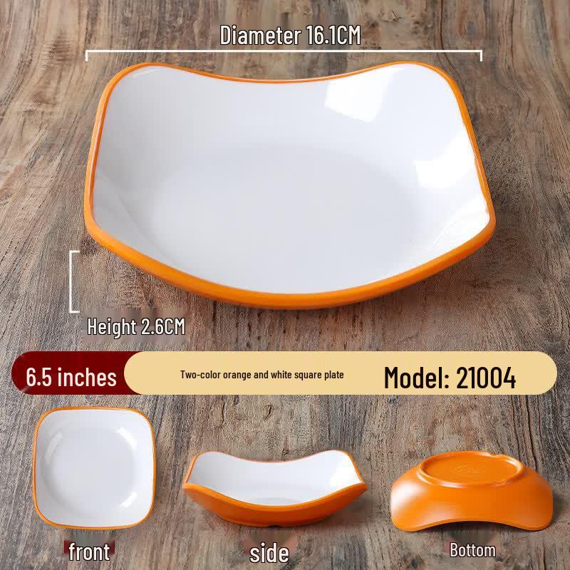 Yipan Nordic Melamine Square Snack Plate, 6.5-inch