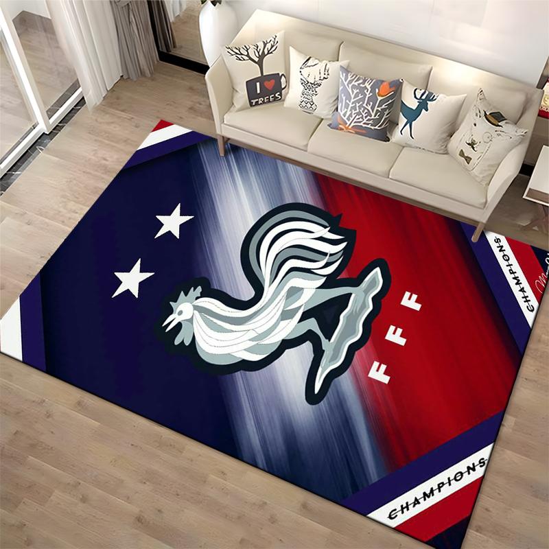 French Rooster Emblem Design Rug Non-slip Rug Suitable for Living Room and Bedroom Sofas