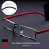 Unisex  Anti-Blue Light Reading Glasses Men Women Half Frame Prescription Eyegwear Fashion Portable Eyeglasses With Case