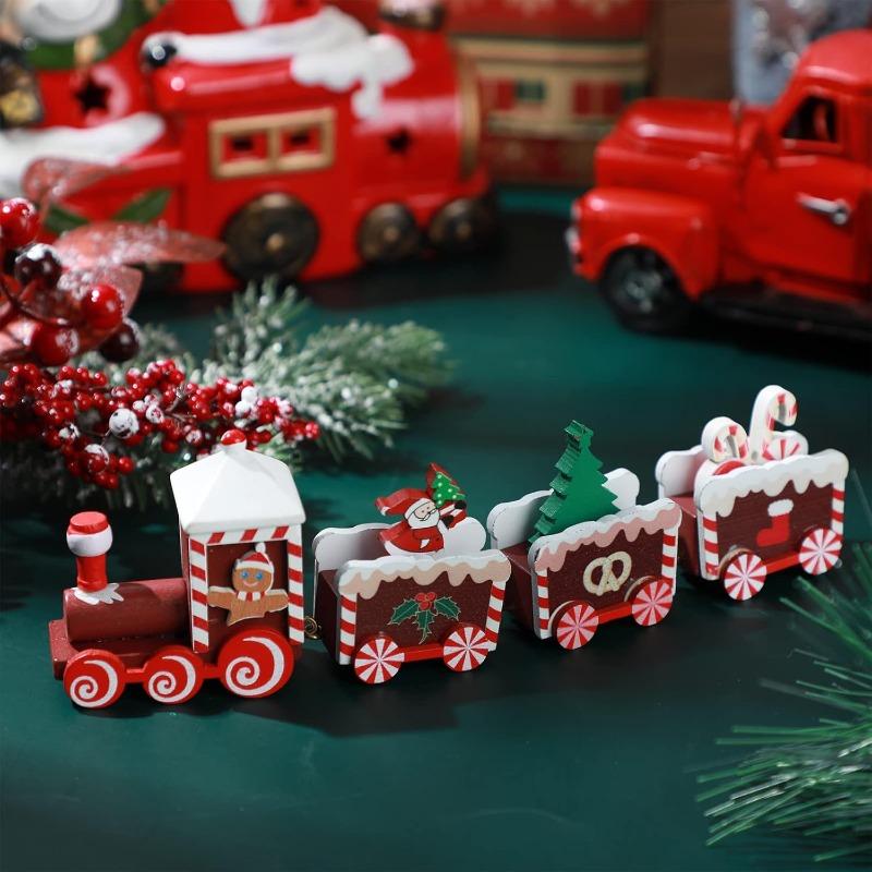 Christmas Train Painted Wooden Christmas Decorations Mini Christmas Tree Train Christmas Table Decorations Party Decorations