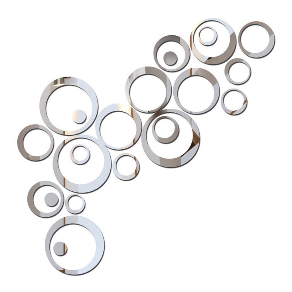 24PCS 3D Circles Mirror Wall Sticker DIY Decal Vinyl Mural Home Decor Removable