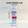 1PC Cherry Fruit Letter Logo 750ml Color Plastic Sports Water Bottle Leakproof Flip Straw Lid Suitable for Sports Office Home Use