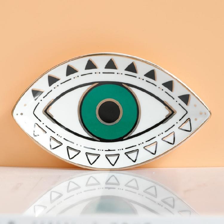 Sophisticated Stylish Eye Sturdy Ceramic Dish Elegant Solution Portable for Jewelry Organization and Display Daily Use