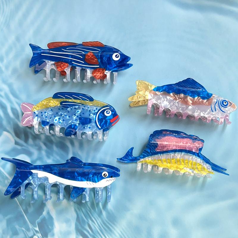 Cute Cartoon Marine Animal Gripper Simulated Fish Hairpin Shark Hair Claw Fashionable Ins Style Hair Clip Hair Accessory