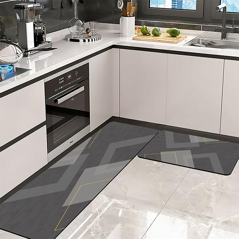 Kitchen Floor Mat Absorbent Long Carpet Quick-drying Diatom Mud Oil-absorbing Non-slip Foot Mats Gray Rug Home Decoration Rugs