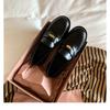 Sheepskin version~ British leather thick-soled black small leather shoes women's gold coins lazy one-pedal loafers flat single shoes